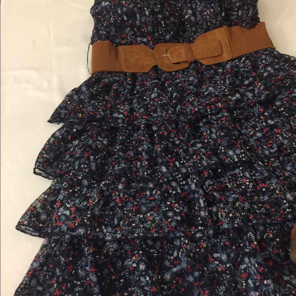 Deb 🌷Strapless Mini Dress Sz 12 Navy Print - Picture 4 of 8